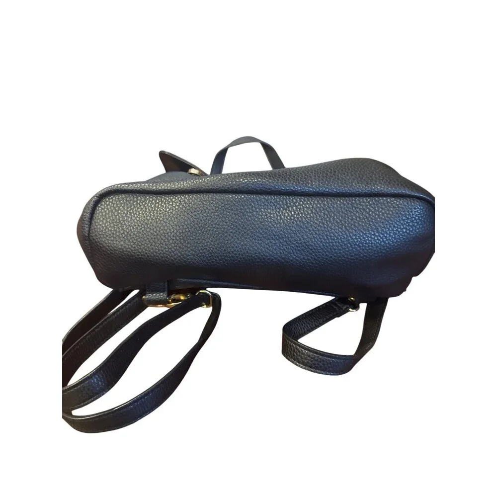 Nanette Lepore Black Faux Leather Backpack Purse Tote Convertible Bag Women's